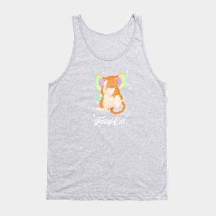 Red Tabby Fairy Cat (with white text) Tank Top